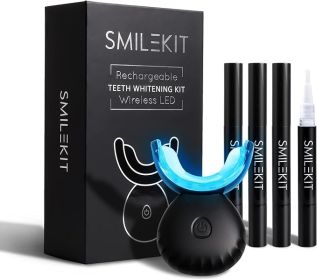 Afranti Home Use Wireless Teeth Whitening Kit With 16-Point LED Blue Lights Accelerator, Natural Whitening Effective Stain Removal Include 4 Teeth Whi