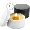 Hearth & Harbor 8 Oz, 24 Pack Black and White DIY Candle Containers with Lids - Tin Candle Jars for Making Candles - Metal Candle Jars - Bulk Tins Sto