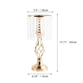 Ins Luxury Metal Candle Holders with Crystal Flowers Vase Candlestick Table Centerpieces Wedding Table Candle Stand Wedding Prop (Color: Gold-M, Ships From: CN)