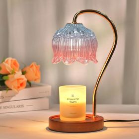Dimmable Candle Warmer Lamp with Timer Flower (Color: A1-Flower Blue Pink)